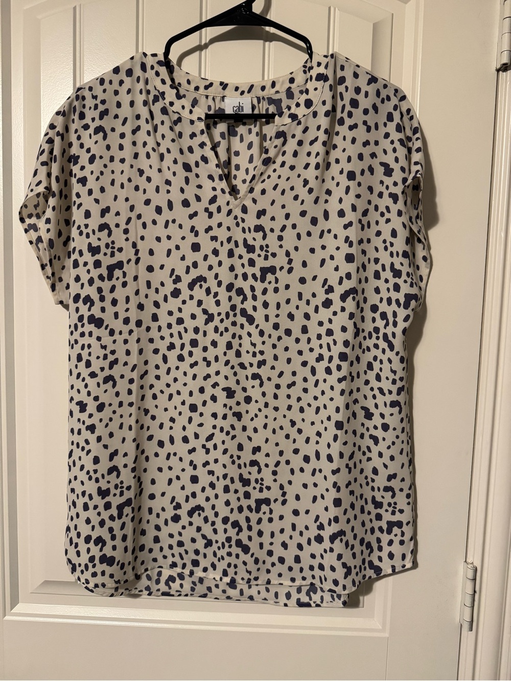 CAbi Cream Blouse with Purple Spot Print